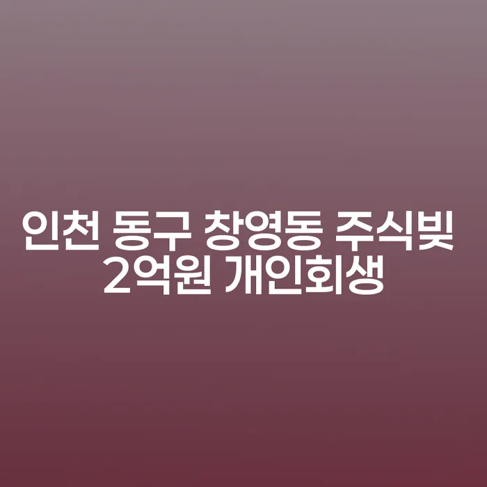 인천 동구 창영동에서 주식빚 2억원, 개인회생과 불법추심처벌로 해결할 수 있을까요?